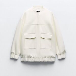 NWT Zara White Bomber Jacket